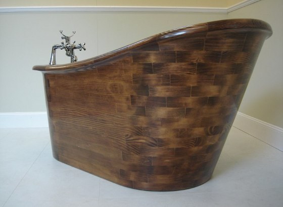 teak wood freestanding bath