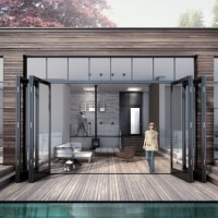 Black steel framed windows extension