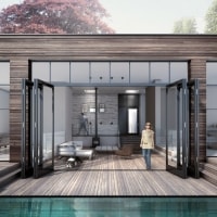 Black steel framed windows extension