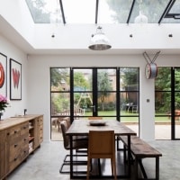 black steel framed windows